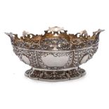A Victorian silver ornate bowl, maker Charles Edwards, London, 1894: of circular lobed form,