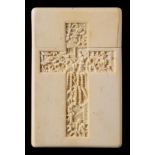 A late 19th century Canton carved ivory card case: of rectangular form,