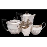 A George V silver four-piece tea service, maker Viners Ltd, Sheffield,