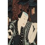 After Toyokuni III A Japanese woodblock print portrait of Kabuki actor Nakamura Shikan: mounted and