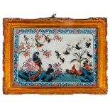 A Chinese reverse glass painting: depicting a phoenix,