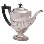 A George V silver coffee pot, maker Barker Brothers, Chester,