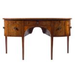 A George IV mahogany and inlaid sideboard:, of D-shaped outline,