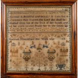 A Victorian needlepoint sampler: with upper and lower case alphabet, Arabic numerals,