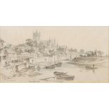 Paul Sandby Munn [1773-1845]- Worcester Cathedral and the River Severn,:- signed,