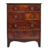 An early 19th Century mahogany rectangular chest:, of small size with a crossbanded top,