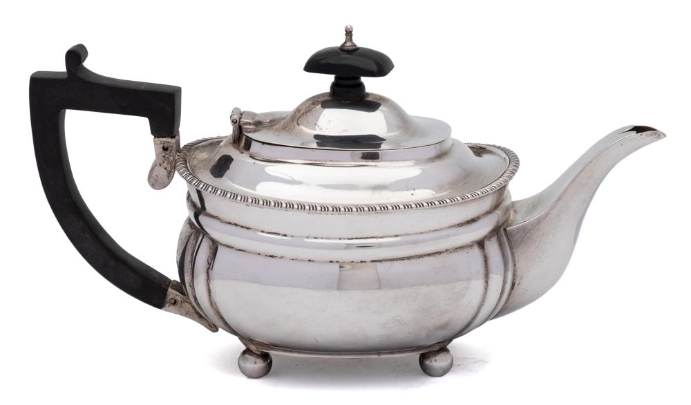 A George V batchelor's silver teapot, maker C S Harris & Sons Ltd, London,