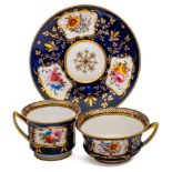 Four Davenport porcelain trios: each consisting of two cups and a saucer,