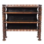 A 19th Century Chinese hardwood four tier open bookcase:,