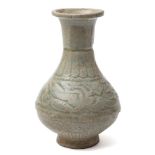 A Chinese Qingbai baluster vase: with flared rim,