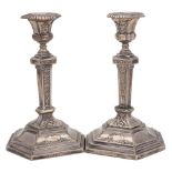 A pair of Victorian silver candlesticks, maker John Round & Son Ltd, Sheffield,