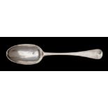 A George III silver Hanoverian pattern table spoon, maker's mark worn, possibly BB, London,