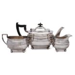 A George VI silver three piece tea service, maker William Hutton & Sons Ltd, Sheffield,