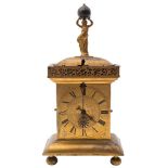 An Augsburg brass mantel clock with unusual globe date: the short duration movement having a verge