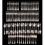 A Dutch silver matched Hanoverian type pattern part flatware service,