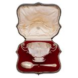 WITHDRAWN - An Edward VII matched silver christening twin handled bowl and spoon,