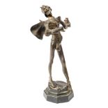 After Auguste De Wever (1856-1910} Mephistopheles: gilt bronze devilish figure singing and playing