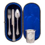 A late Victorian three-piece flatware set, maker Martin, Hall & Co, Sheffield, 1892/94: initialled,