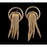 A pair of 9ct gold tassel earrings: with Birmingham assay marks, approximately 33mm long,