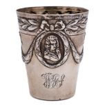 A late 18th century Continental silver beaker: initialled,