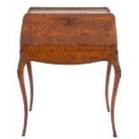 A French rosewood, parquetry inlaid and gilt metal mounted Bureau de Dame:,