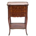 A 19th century French mahogany, rosewood crossbanded marquetry and gilt metal mounted petit commode,