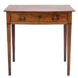 An early 19th Century mahogany bow-fronted side table:, the top with a reeded edge,