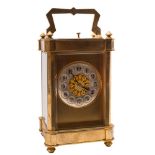 A French Victorian carriage clock: the eight-day duration movement having a platform lever