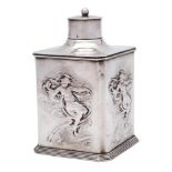 An Art Nouveau period silver tea caddy, maker Goldsmiths & Silversmiths Co Ltd, London,