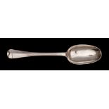 A Queen Anne silver Hanoverian pattern table spoon, maker William Scarlett, London,