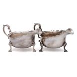 A pair of George V Britannia silver sauce boats, maker Goldsmiths & Silversmiths Co Ltd, London,