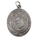 A Charles II silver Royalist Badge possibly by Thomas Rawlins: Obv Bust, left,