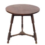 An early 18th Century walnut and oak circular cricket table:,