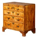 A George I walnut and cross and feather banded caddy top chest:,