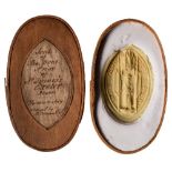 A seal of Tho.Dene, Prior of St. James's, Exeter: from a Medieval matrix, 4.5 x 3cm in softwood box.