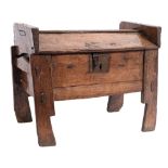 A 16th Century riven oak ark chest:, of small size,