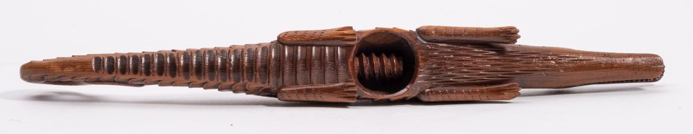 A 19th Century Swiss or Austrian novelty nutcracker: carved as a crocodile with open mouth and - Image 2 of 4