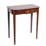 A George III mahogany and inlaid side table: of D-shaped outline and of small size,