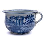 An early 19th Century blue and white pearlware chamber pot: in a 'Passion Flower Border Series'