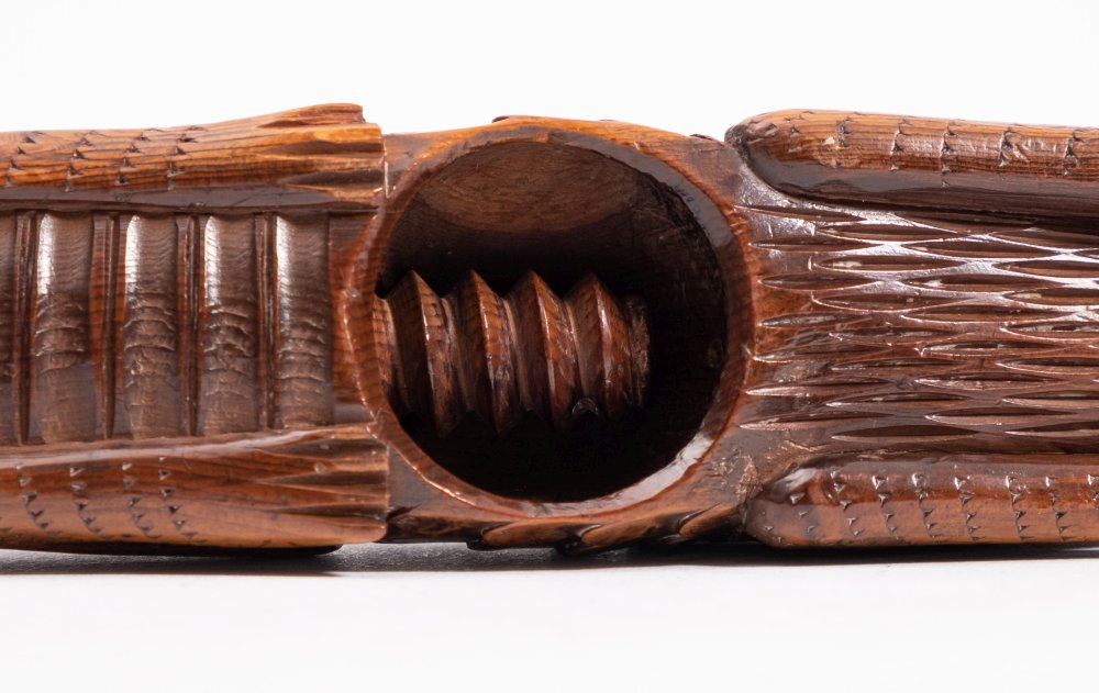 A 19th Century Swiss or Austrian novelty nutcracker: carved as a crocodile with open mouth and - Image 3 of 4