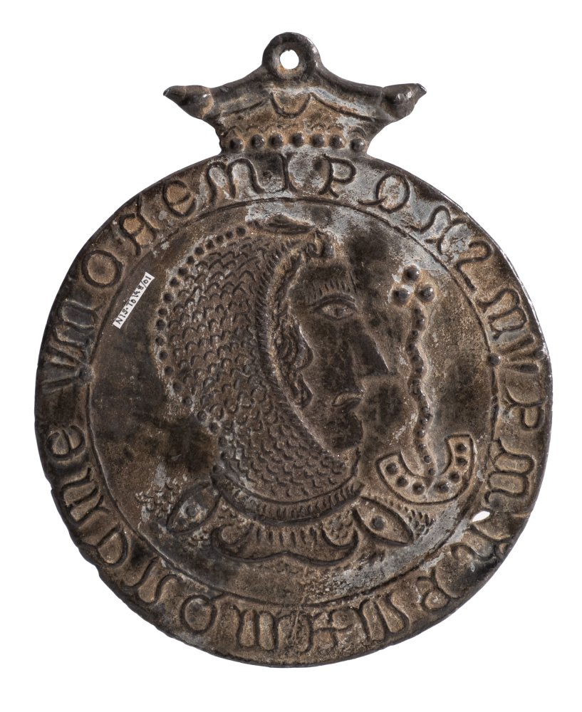 A 19th Century lead alloy 'Billy & Charley' fantasy medallion: the obverse with crowned knight