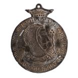 A 19th Century lead alloy 'Billy & Charley' fantasy medallion: the obverse with crowned knight