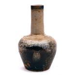 A Martin Brothers saltglazed stoneware vase: of mallet shaped form incised with a long-eared owl