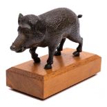 A bronze model of a wild boar: finely cast with chased and chiselled coat, golden brown patination,