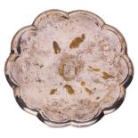 A large and rare early 18th century decafoil silvered brass salver: bears crest for Francis North,