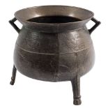 A late 17th/early 18th Century bronze cauldron: of large size,