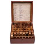 A collection of sixty seven Philippine timber samples: contained in a fitted case dated 1911,