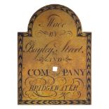 An 18th Century brass arch dial name plate: from a church turret clock,