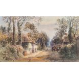 Alfred Leyman [1856-1933]- The Old Almshouses, Honiton,:- signed, watercolour, 24 x 41cm.