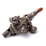 A Victorian silver and coral teething rattle, maker Hilliard & Thomason, Birmingham,